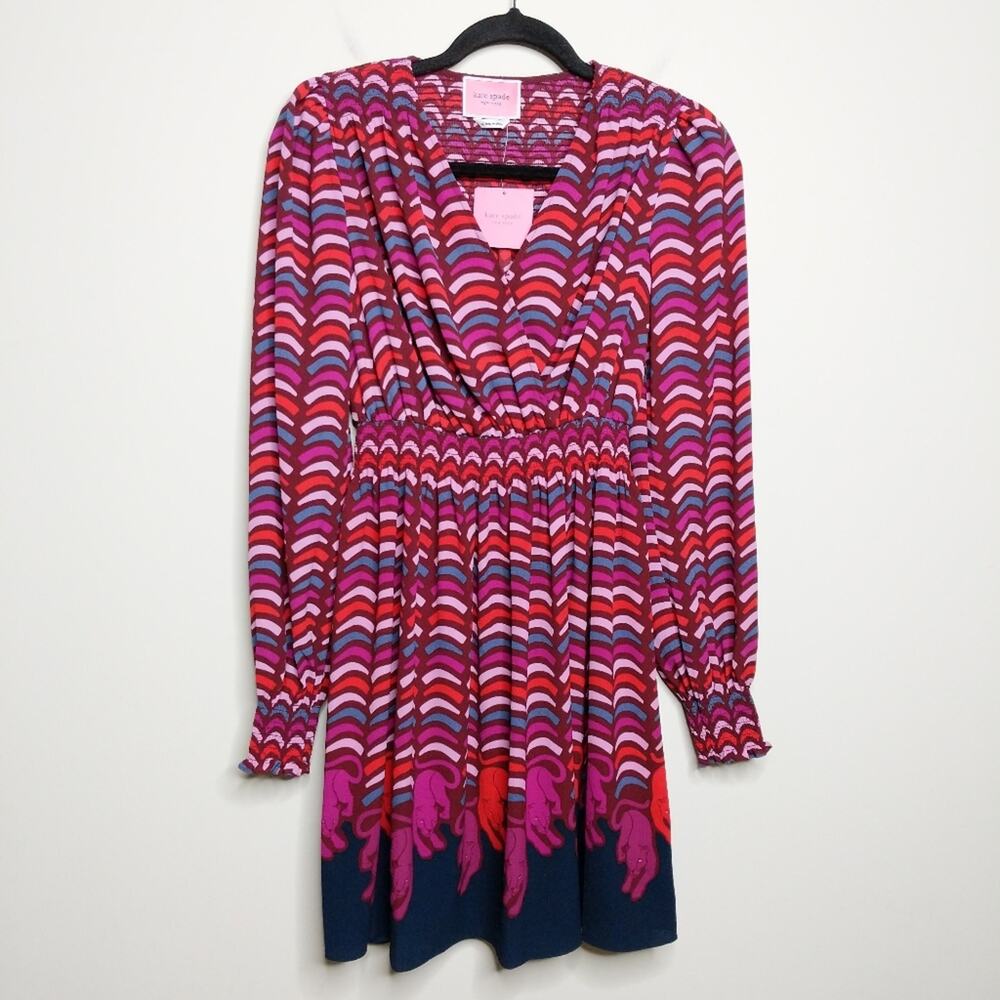 Kate Spade Rawr Print Smocked Dress - Sz XS - NWT